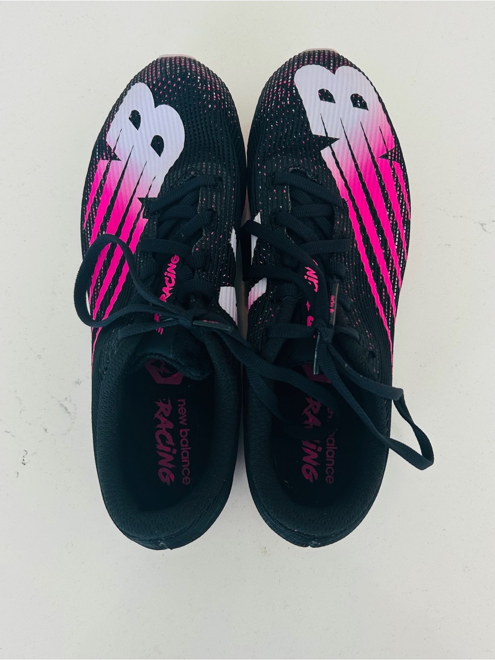 New Balance Black & Hot Pink Racing Spikes